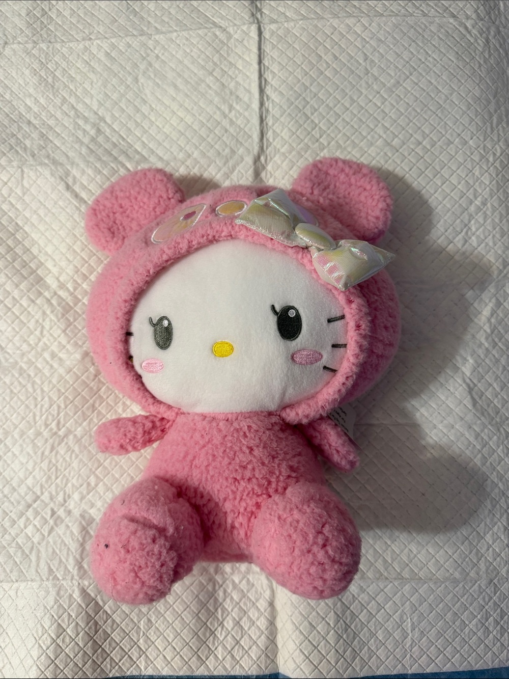 Hello Kitty Pink Bear Costume Plush with Iridescent Bow